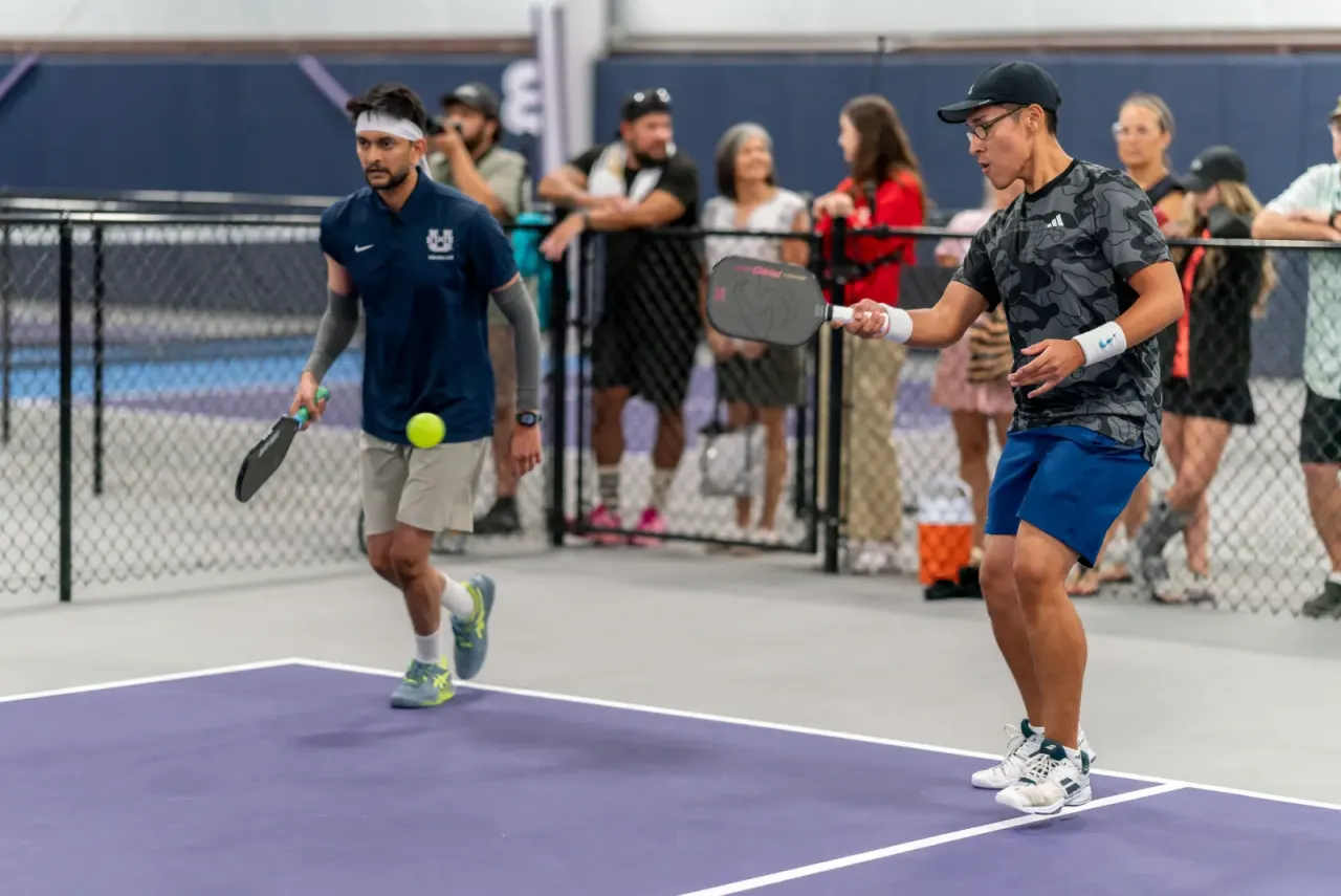 Player drilling a transition-zone forehand at a skills clinic