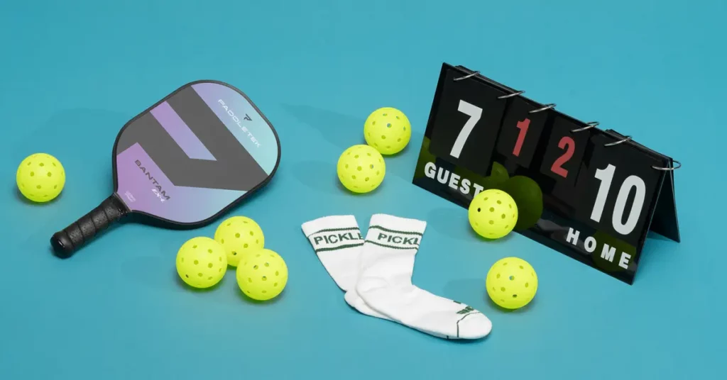 Players using paddles and balls during an indoor pickleball game