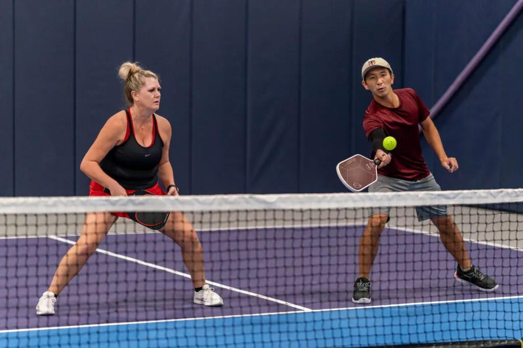 Indoor pickleball courts at the Fieldhouse at the Crossover in Cedar Park, Texas