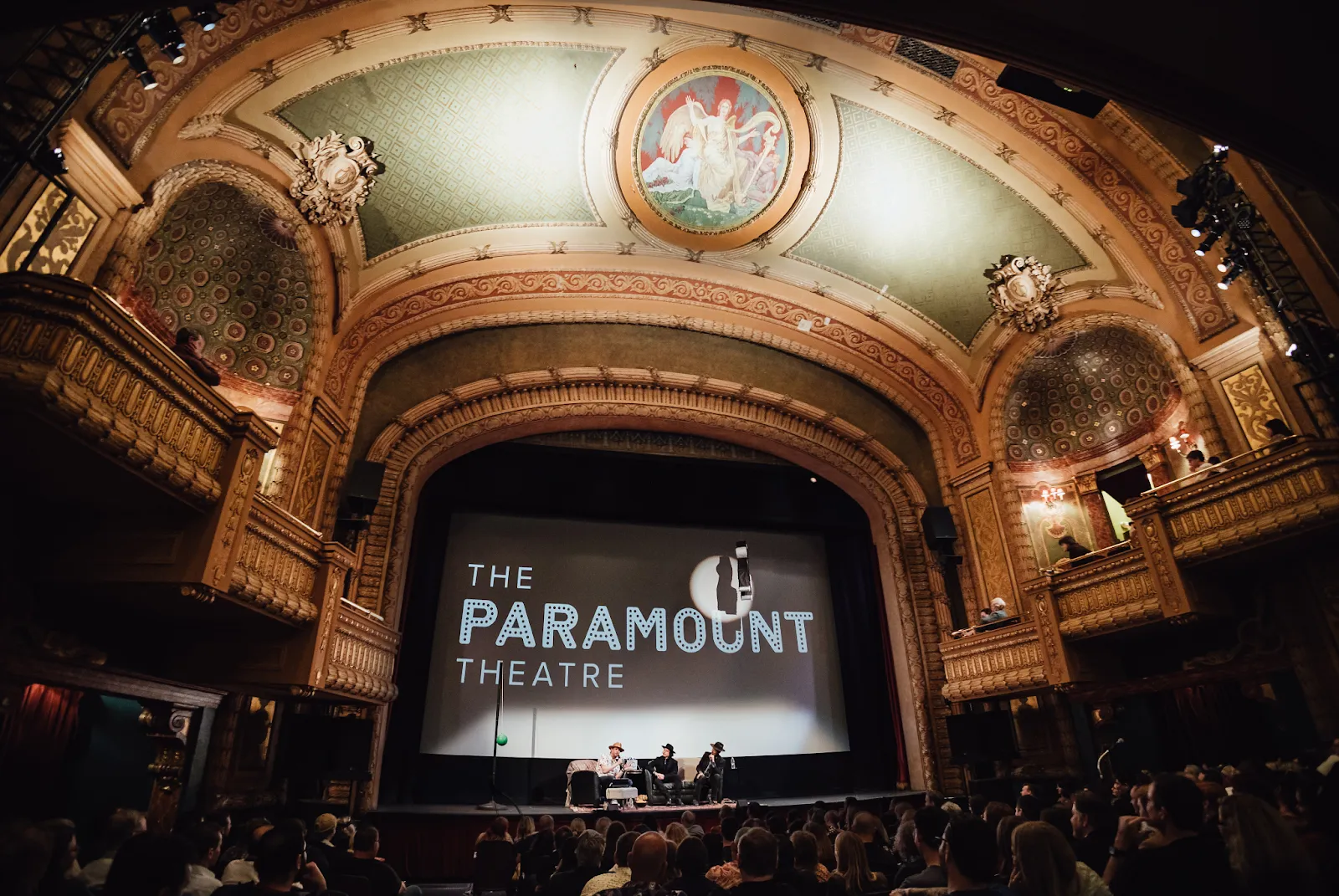 The historic Paramount Theatre marquee in downtown Austin